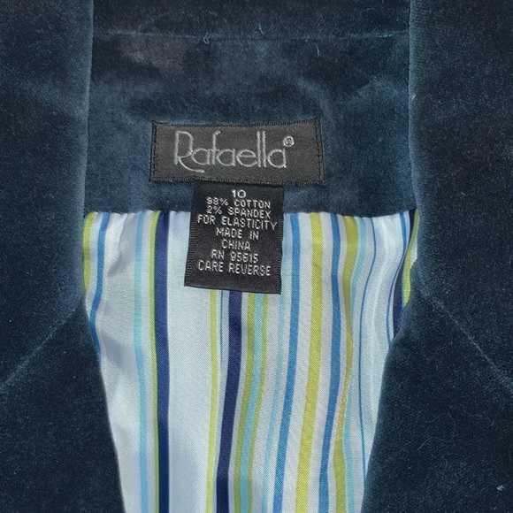 Dark Turquoise Blue Blazer Velour Size 10 - Picture 7 of 12